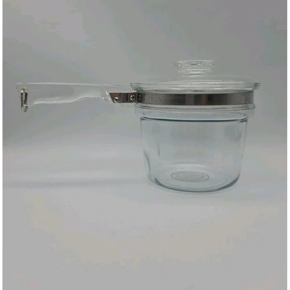 Pyrex Flameware 6283L 1.5 Quart Clear Glass Pot Saucepan with Lid Vintage MCM - Picture 3 of 10